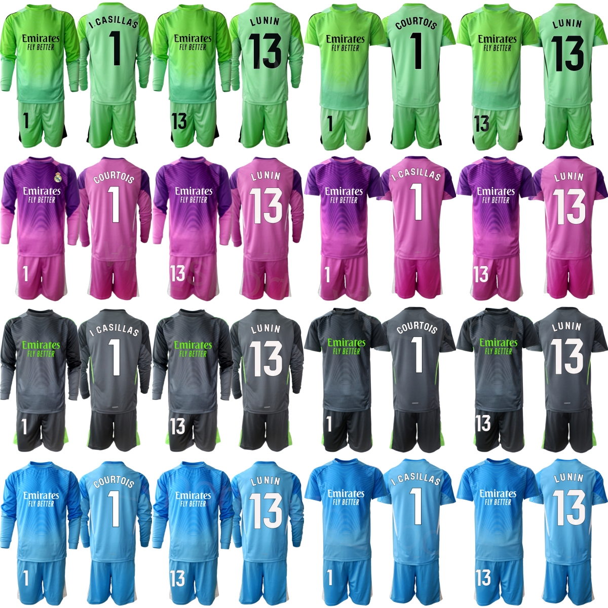 Club Soccer GK 1 Thibaut Courtois Jerseys Set Goalkeeper 13 Andriy Lunin 26 Fran Gonzalez Goalie Long Short Sleeve Football Shirt Kits Mans Youth 2025/2026 HuangMa