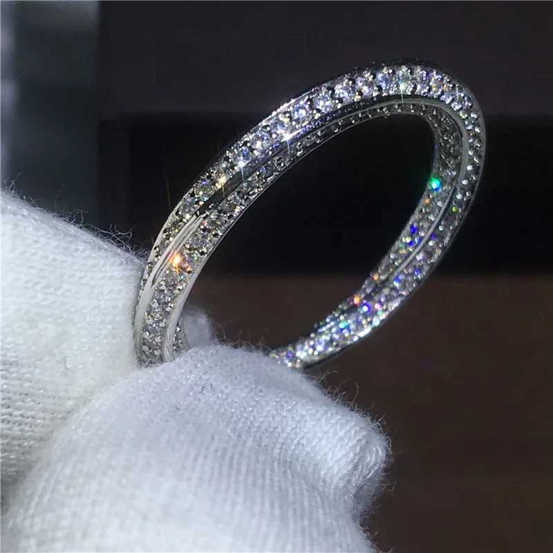 infinity ring S925 Sterling Silver Micro pave Moissanite Engagement Wedding Band Rings for women Party JewelryL251022