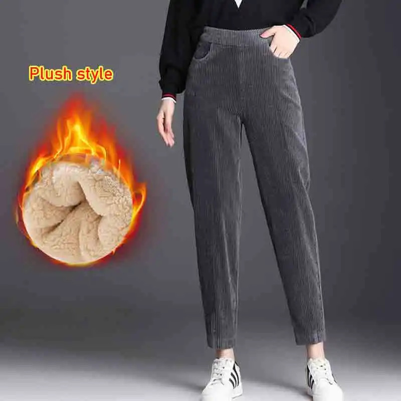 Plush Thick Casual Pants Womens Corduroy Warm Pants Autumn Winter Leggings High Waist Harem Pants Trousers Women 251022