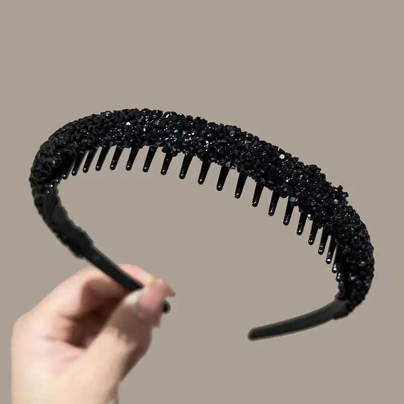 Nonslip Rhinestone Hair Hoops Bands Women Toothed Elastic Headbands For Women Shiny Luxury Hair Hoops Bezel Accessories V251022
