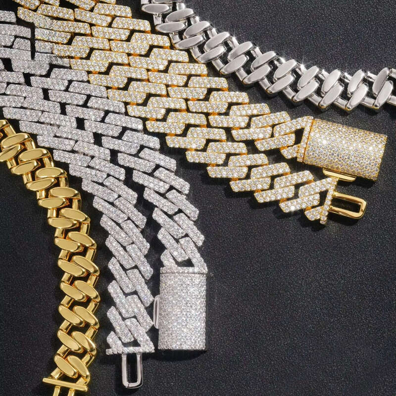 Gold Plated Factory Price 15mm Link Chains Men Fashion Brass Jewelry 5a Cz Dia Cuban Chain Pendant Necklaces