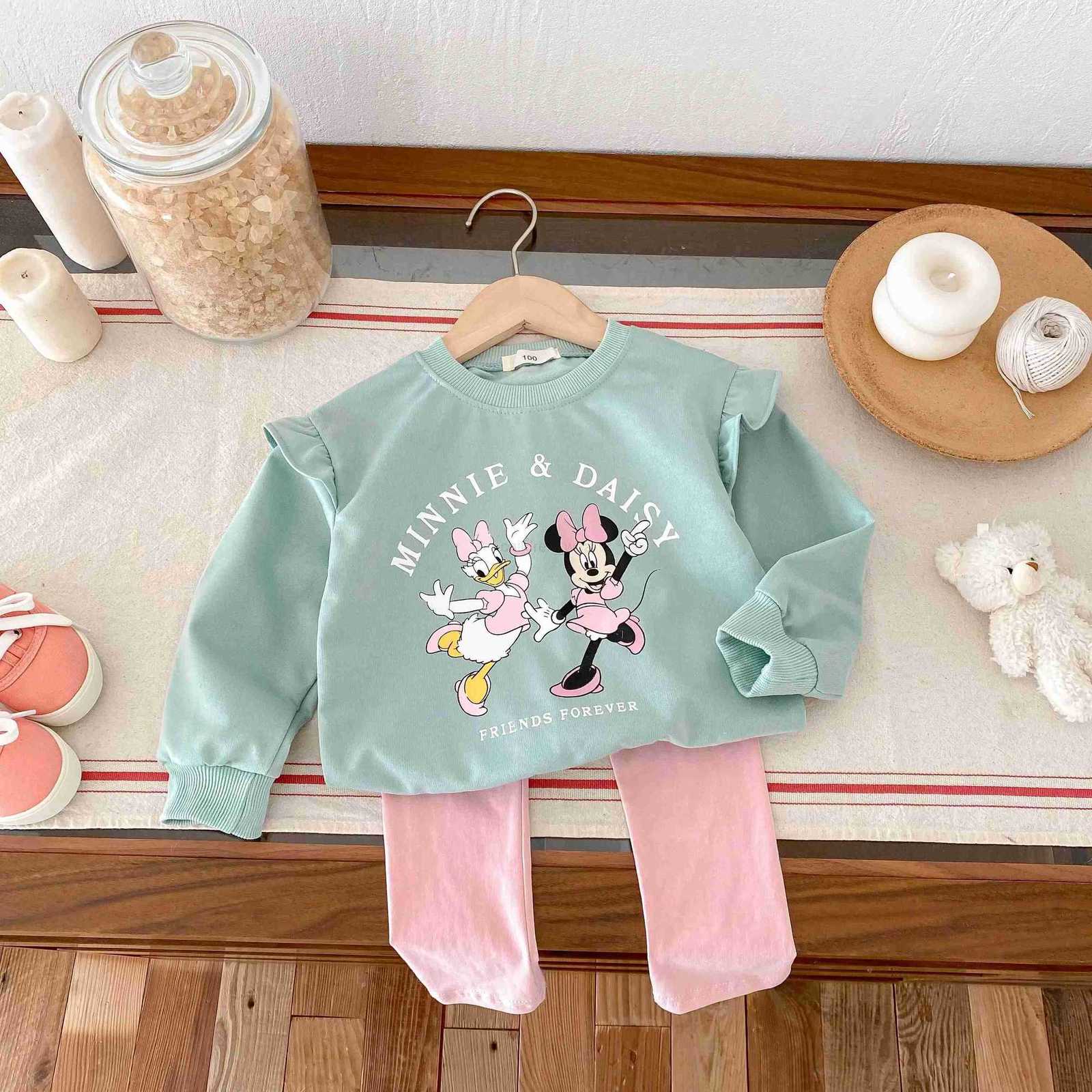 Disney Popular Design 06 Age Girl Clothing Long Sleeve Sweatshirt Set Crewneck Cartoon Cute Toddler Tracksuits Minnie Outfits H251022