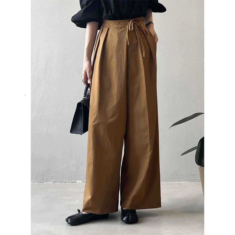 2024 Women Casual Wide Leg High Waist Pants Fashion Clothes Black Brown Pants Female TrousersT251022