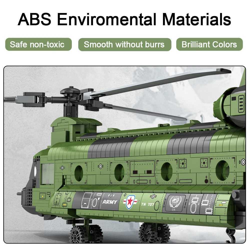 Aircraft Series Chinook Helicopter Building Blocks Model Famous WWII Military Fighter MOC Brick Sets Boys Toys Gift For Children J251022