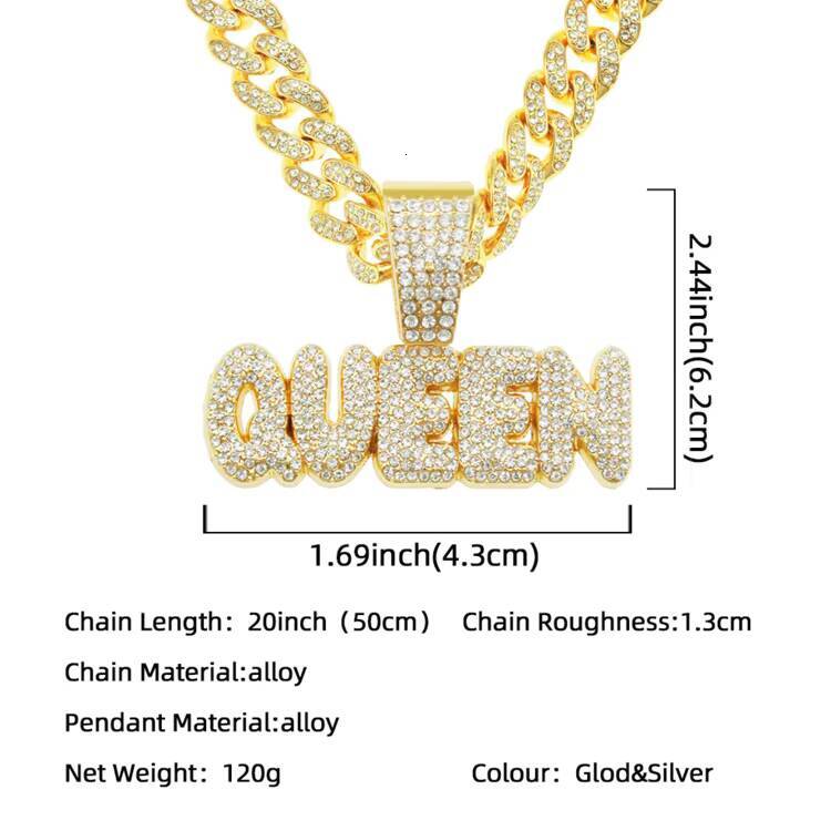 Fashion 18k Gold Plated Hip Hop Jewelry Mens Iced Out Customized Trend Design Letter Alphabet Cuban Lidynamic Chain Pendant Necklace