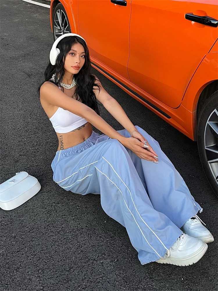 Harajuku Womens Baggy Pants Solid Color Cargo Pants Low Rise Casual Track Pants Teen Girls Wide Leg Cargo Pant StreetwearT251022