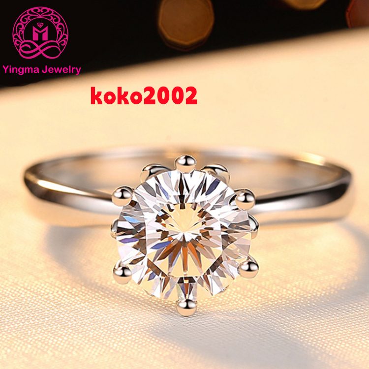Hot Sale Moissanite Jewelry Rings 1carat Engagement Moissanite Diamond Sterling Silver Ring for Women