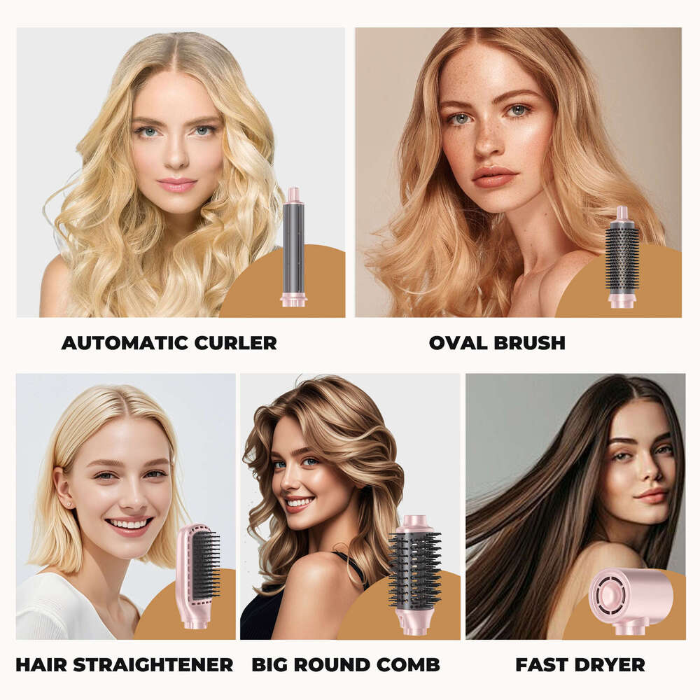 Famous Brand Designer Dual Voltage In High Speed Hot Air Brush Power Brushless Motor Negative Ion Curling Straightening Hair Dryer
