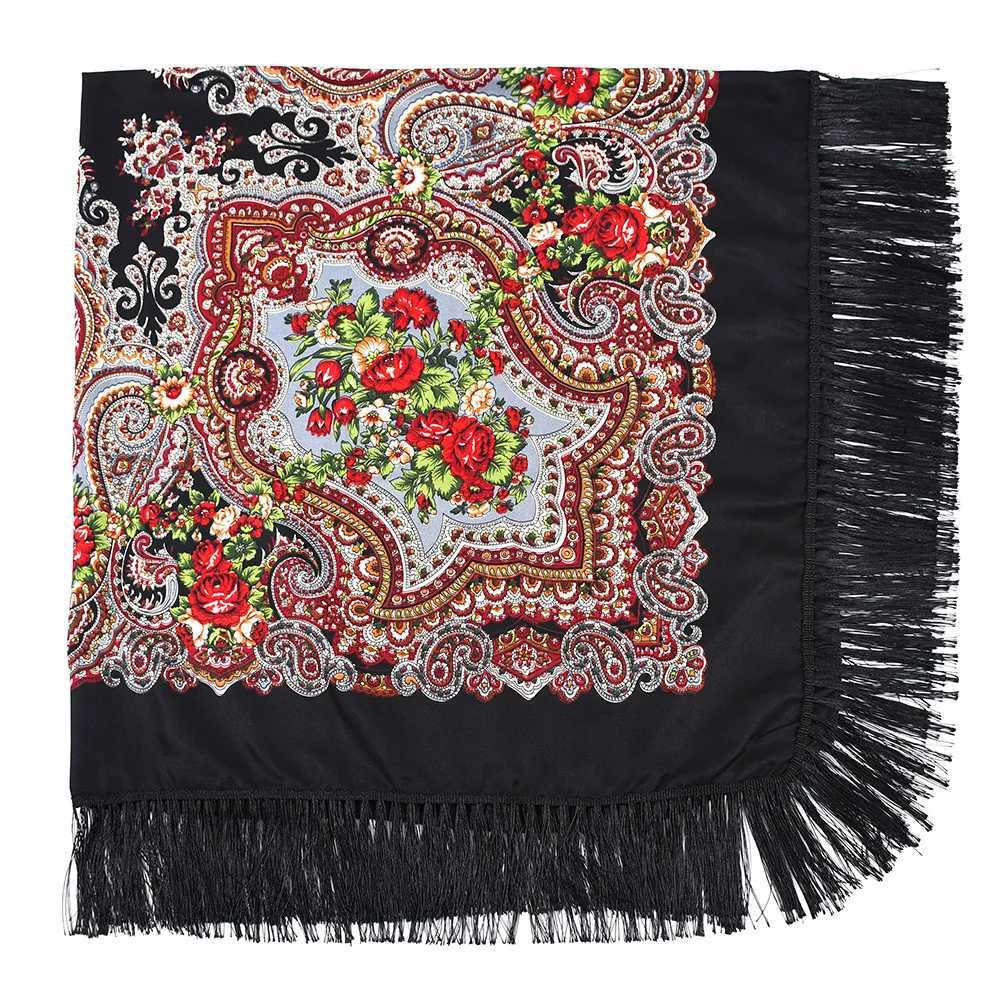 160160cm Russian Scarf Women Luxury Floral Print Square Bandana Shawl Ukrainian Fringed Shawls Babushka Handkerchief Head Wraps J251118