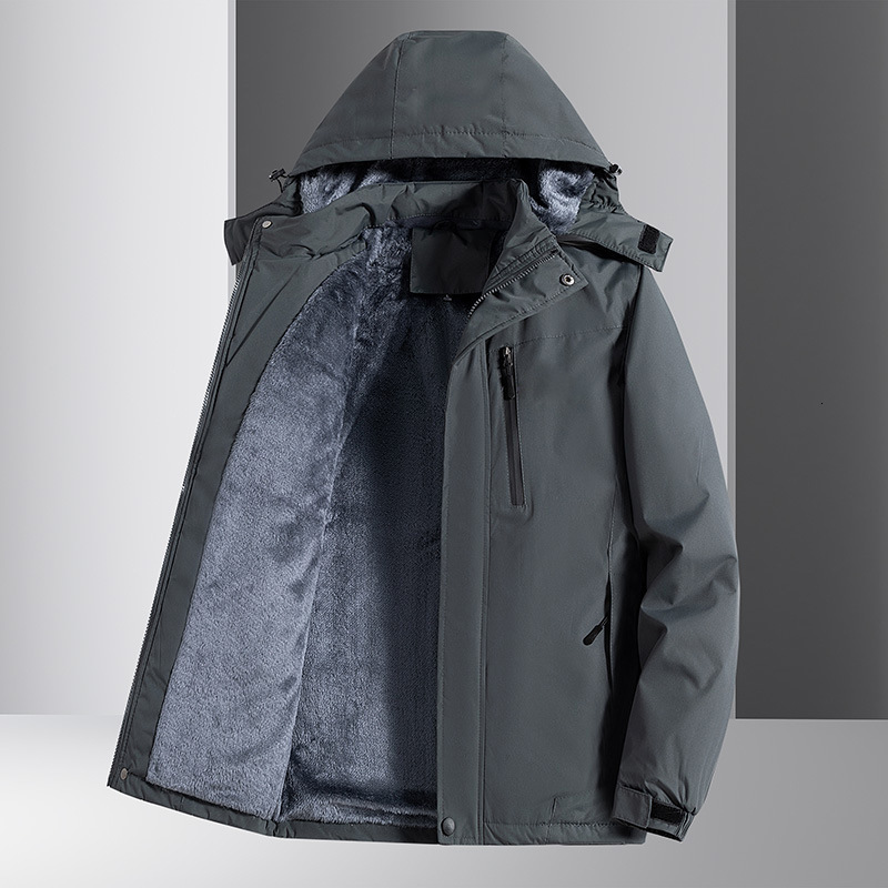 KEFITEVD Mens Ski Jackets Waterproof Fleece Lined Coats Winter Warm Thermal With Hood Jacket Hiking Camping Fishing Windbreaker 250906