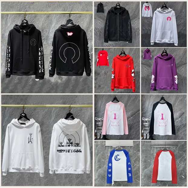 New chrome hoodie Designer Hoodie Sanskrit embroidery Hoodies Hip Hop Running Jacket Pullover Hooded Cardigan Loose Man Hoody Clothinghigh Quality