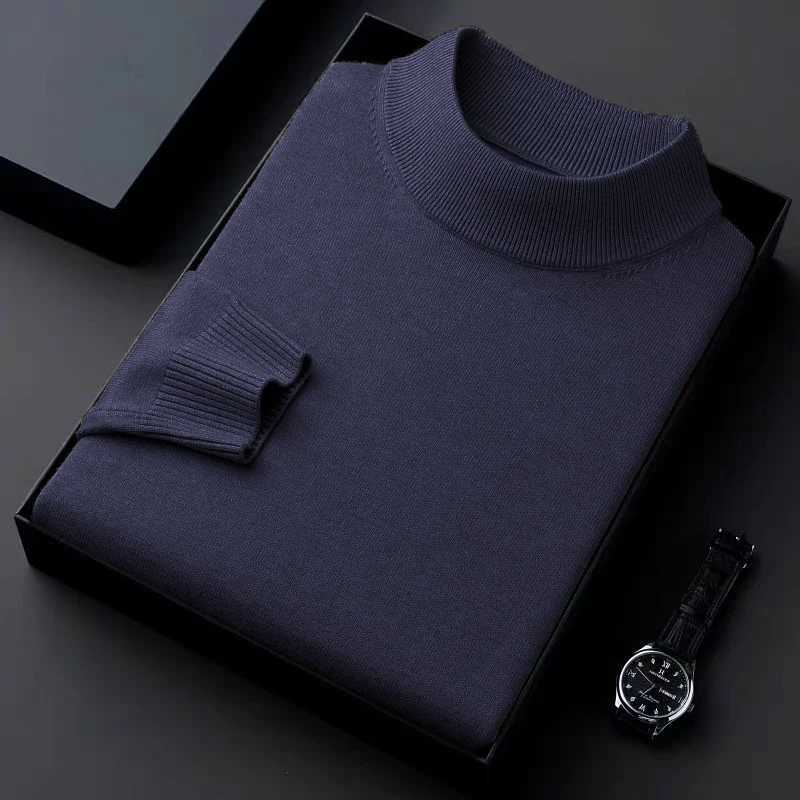 Autumn Mens Mock Neck Sweaters Casual Turtleneck Knitted Long Sleeve Pullover Sweater Winter Outdoor Warm Basic Casual TopsXJ251022