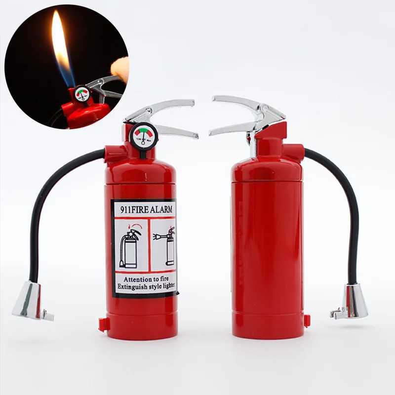 New Fire Extinguisher Torch Lighter Metal Flash Light Free Fire Butane Gas Pipe Lighter Unusual Inflated Cigar Cigarette Lighter C251022