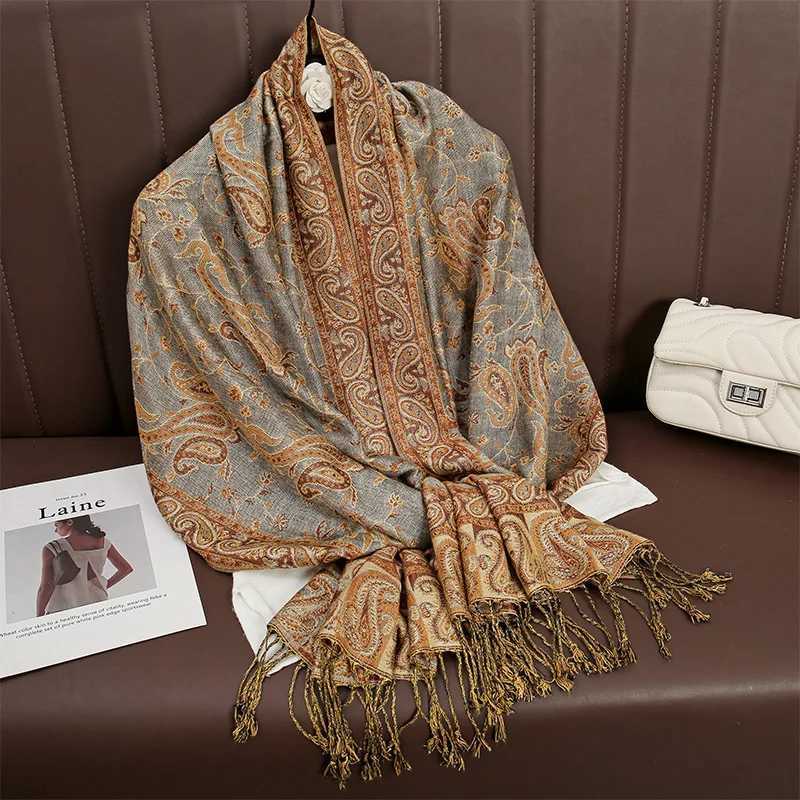 2024 Luxury Brand Winter Paisley Shawl Lady Headscarf Wrap Warm Autumn Scarves Design Print Female Foulard Cotton Stoles Scarf J251118