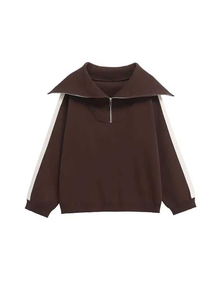 Womens Fashion TwoPiece Set with SideStripped Knit Sweater And HighElastic Waist Straight Pants Female Casual OutfitT251022