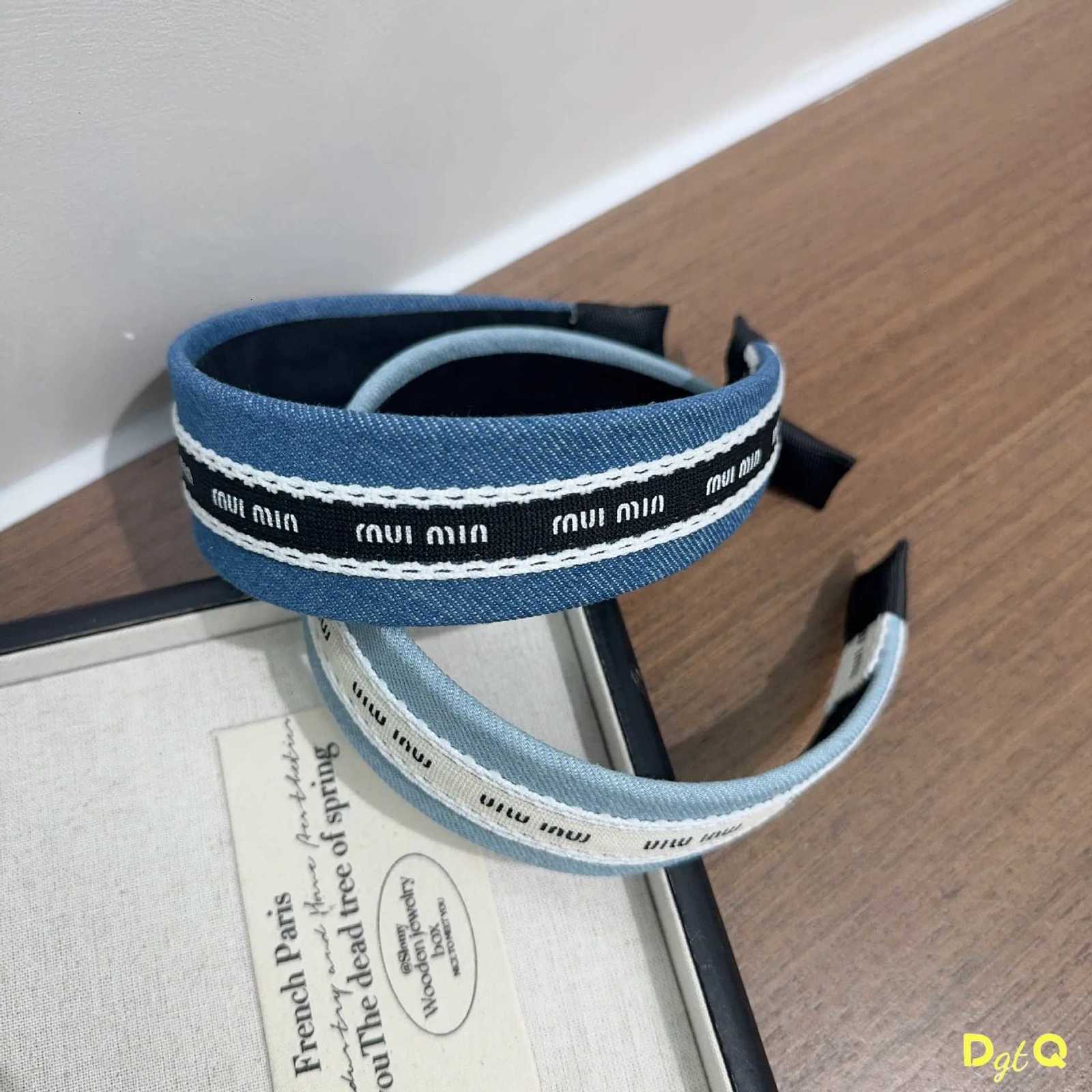 Luxury Solid Color Denim Letters Sponge Headband for Women 2025 Summer New Fashion Girl Wash Face Wide Edge Simple Hair Band V251022