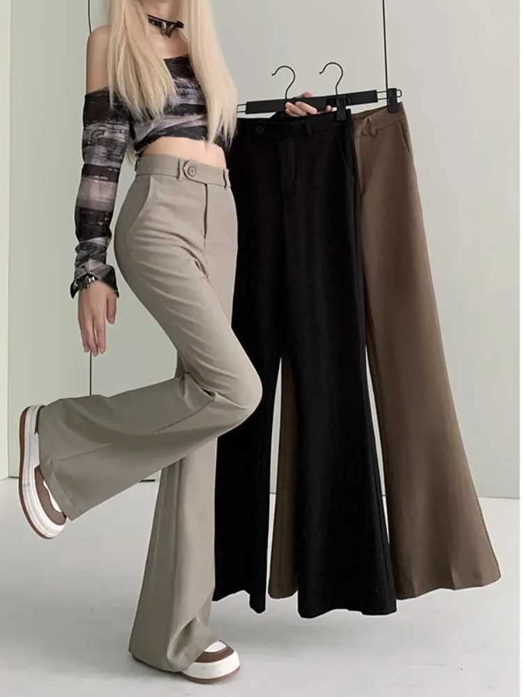 Summer Casual Wide Leg Pants Womens High Waist Long Trousers Draping Feel Good Fit Slimming Effect Business Sle CommuteT251022