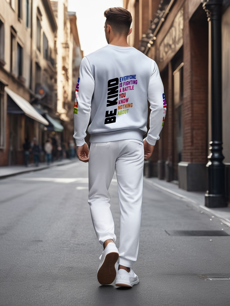 Men's Brown Knitted Cotton Blend Long Sleeve Round Neck Sweatshirt Ankle-Length Casual Outdoor Comfortable T-Shirt - YLWY00190