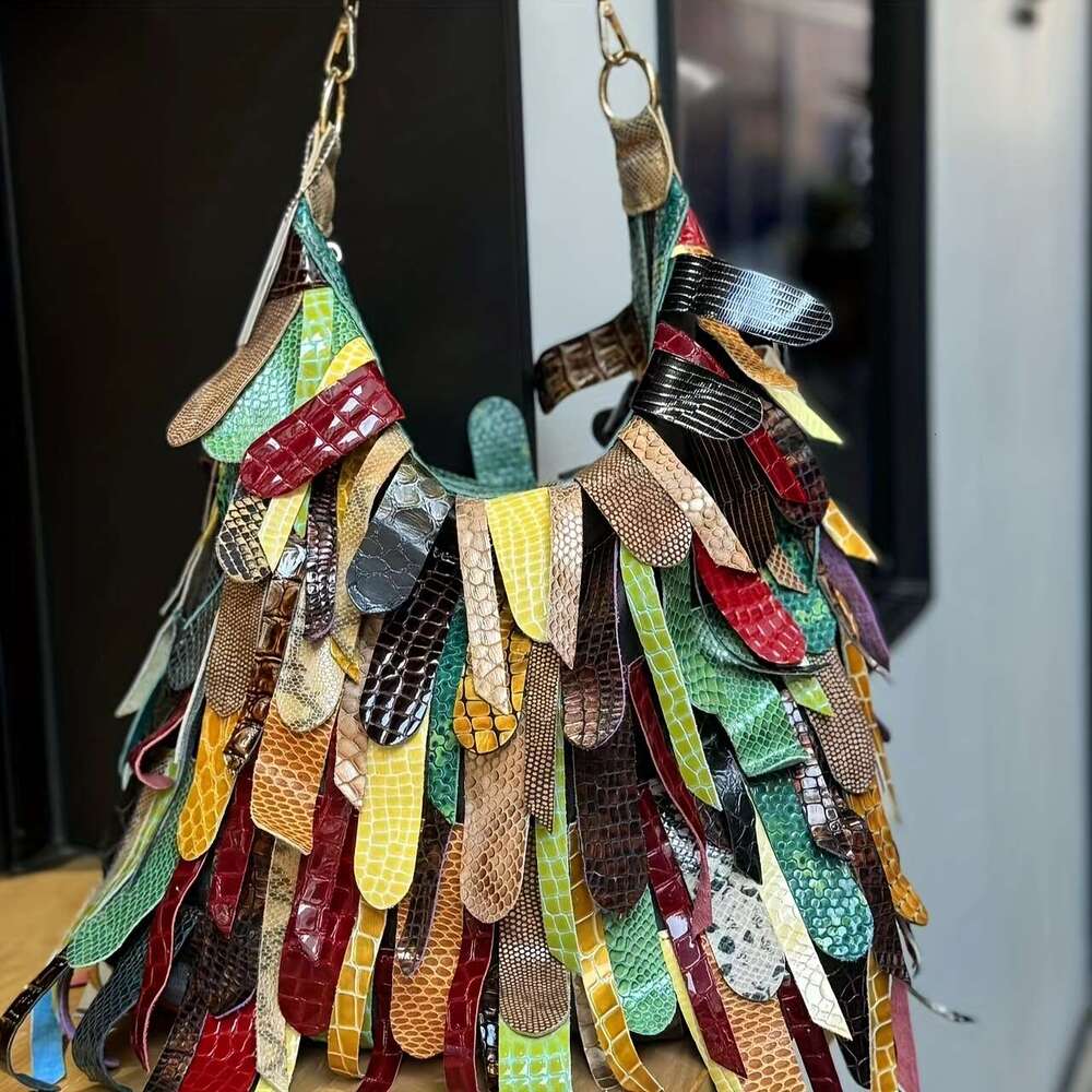 European And American Style New Genuine Leather Cowhide Women's Bag, Retro Tassel Ing, One-Shoulder, Cross-Body Large-Capacity Dopamine Noodle Ba