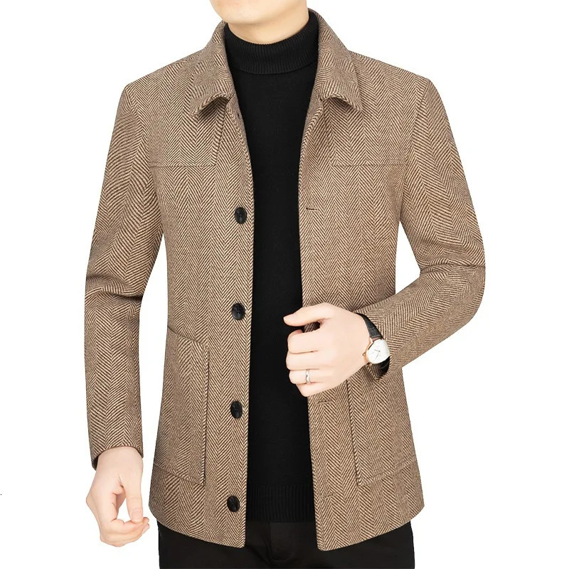 High Quality Fashion Wool Blends Coats Men Solid Smart Casal Jacket Mens Turn Down Collar Autumn Winter Blazers Coats Man 251020