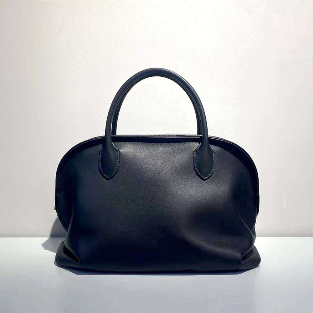 Genuine Leather Handbag Bowling Shell-Shaped Boston Women's Bag Full-Grain Cowhide Fashion Versatile Minimalist New