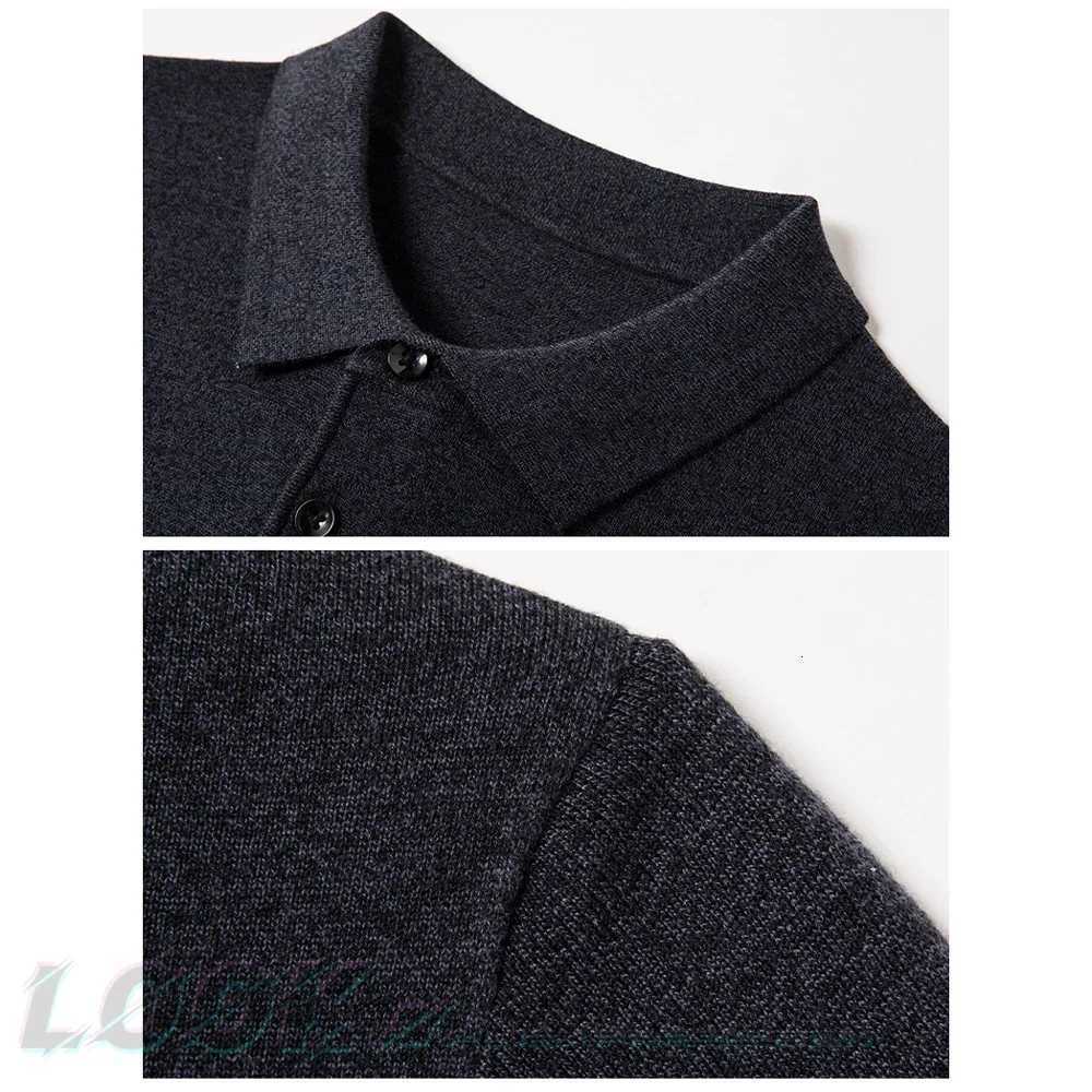 Mens Autumn LongSleeved Wool Blend Solid Color Polo Pullover Sweater with Lapel Casual Bottoming Sweater Sizes M4XLXJ251022