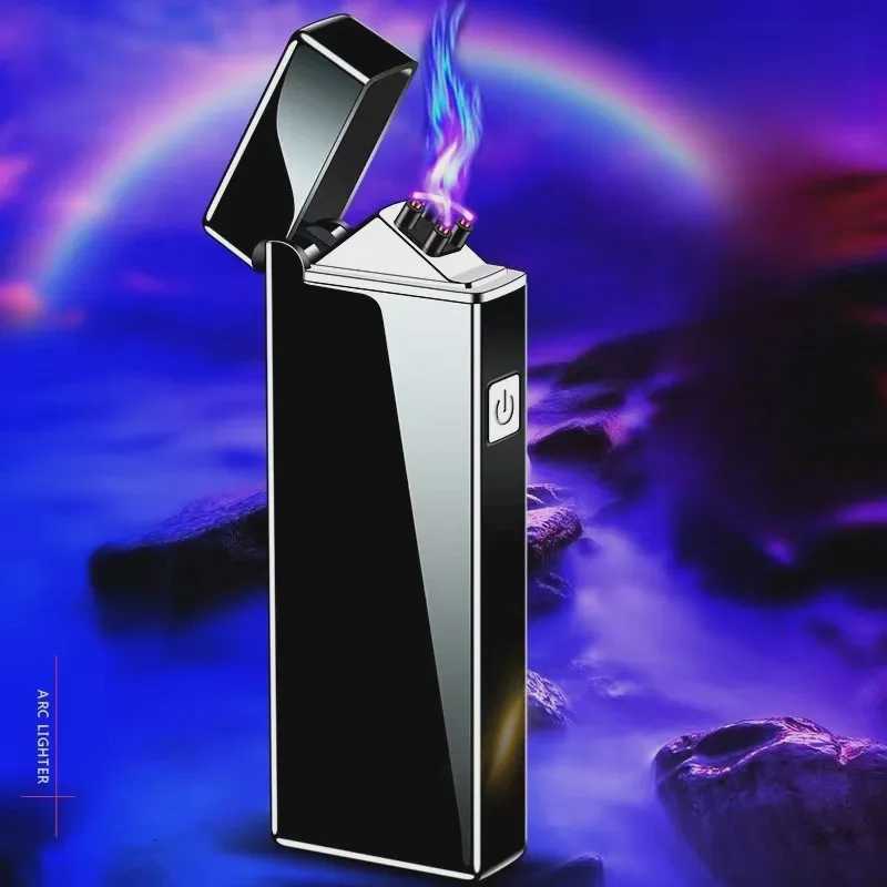 Electric Lighter Rechargeable Windproof Flameless Plasmas Torch USB Dual Arc Cigars Lighters for Dad Present C251022
