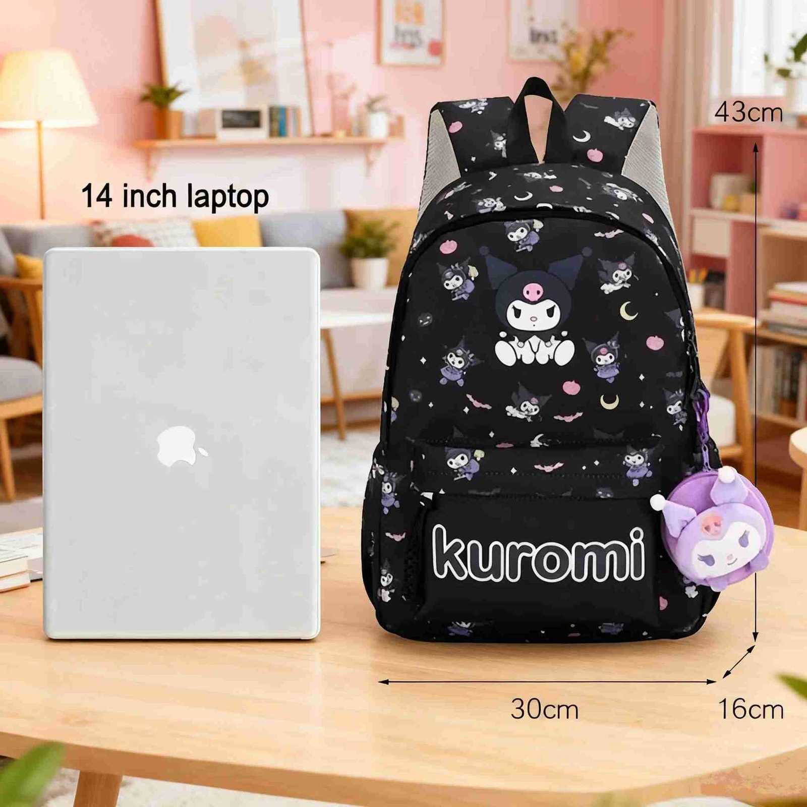 Sanrio 2025 New Kuromi Melody Backpack Korean Edition Casual Cute Cartoon Large Capacity Wear resistant Backpack L251022