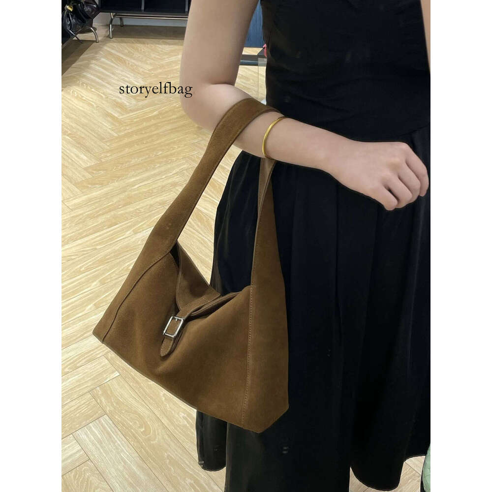 Genuine Grade Suede Leather Women's Tote Designer Brand Cowhide Ladies Shoulder Underarm Bag Small Handbag