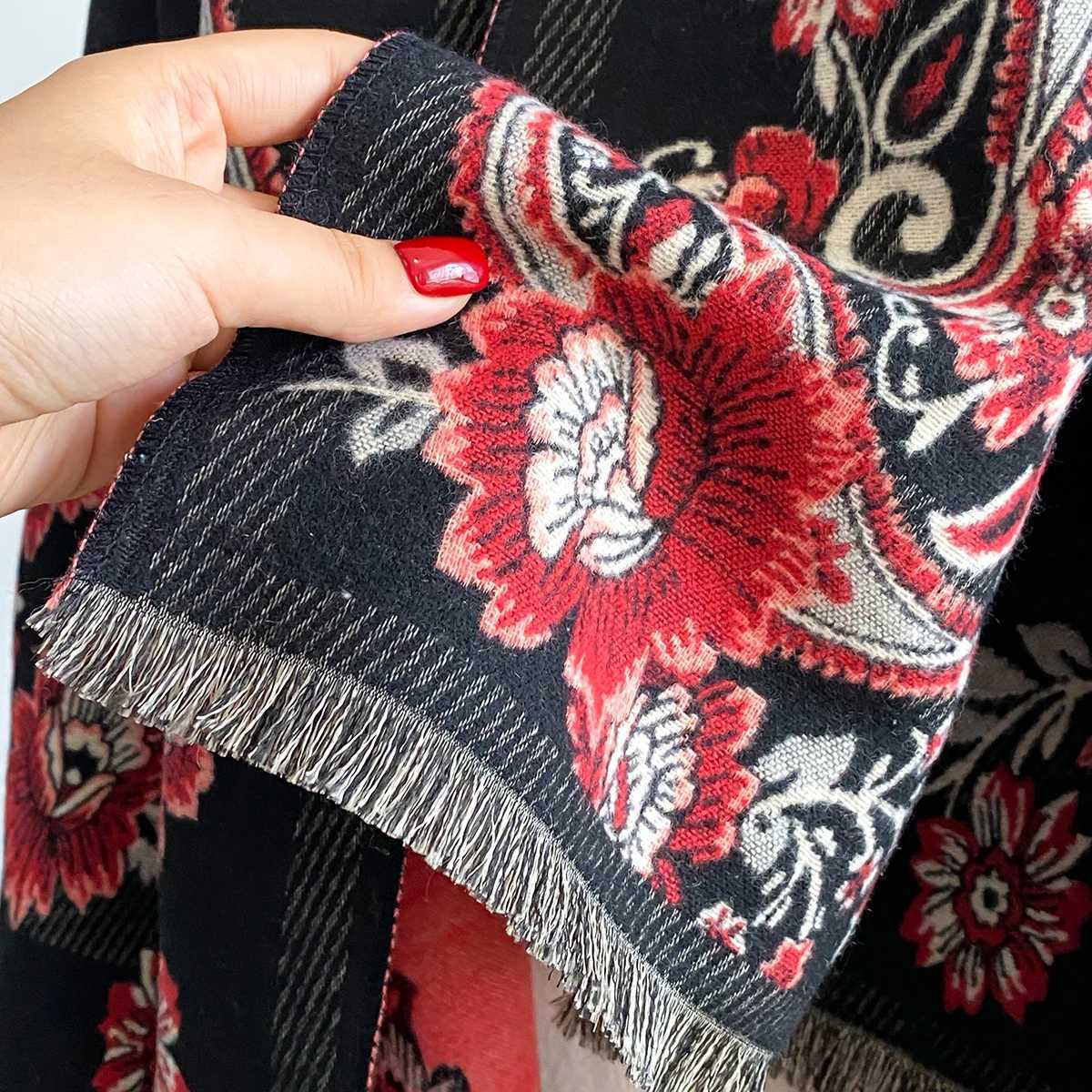 2025 Winter Luxury Imitation Cashmere Thicken Warm Wrap Blanket Ladies Shawl Scarves J251118