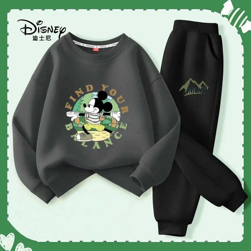 Disney Autumn Baby Girl Boy Clothes Set Children Mickey Printing Sweatshirt Top and Pants Bottom 2 Pcs Suit Cotton Tracksuit H251022