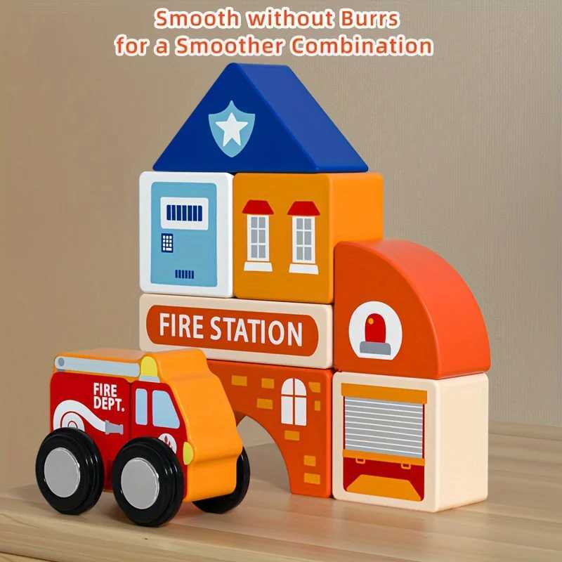 Kids Wooden Building Blocks Construction Building Sets City Building Blocks Stacking Blocks Educational Toys for Boys Girls J251022