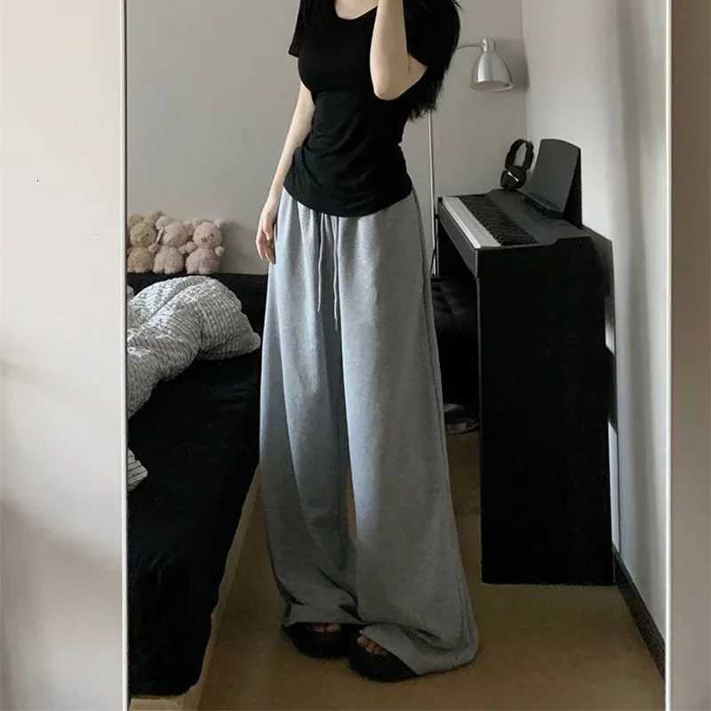 Wide Leg Sweatpants for Women Elastic Waist Casual Sport Pants Woman Streetwear Gray Oversize Sportswear FemaleT251022