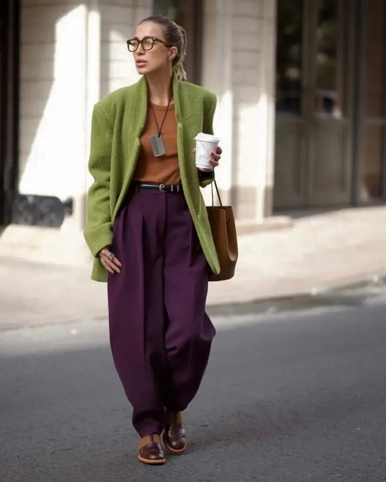 Casual Green Woolen Coat Women Fashionable Solid Color Chic Collar Single Button Jacket Autumn Daily Highstreet Outerwear 251021