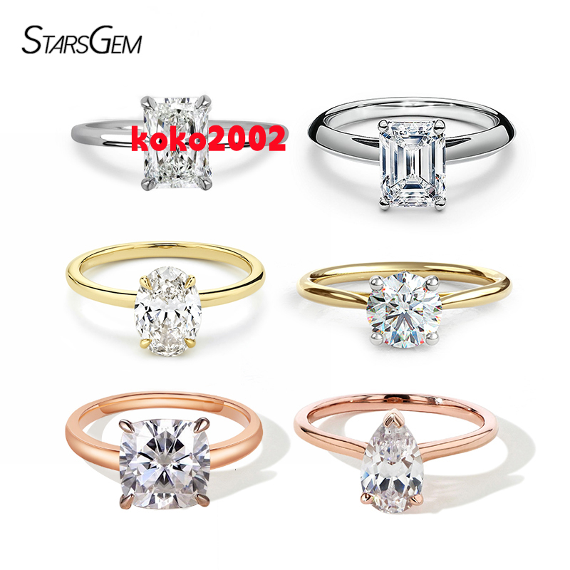 Starsgem Fancy Shape Moissanite 2ct 3ct Size Solitaire Setting 14k Solid Gold Moissanite Diamond Engagement Ring