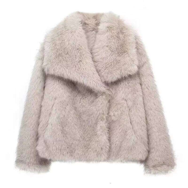 HXAO Winter Faux 2024 Woman New in coats Autumn Plush Fluffy Jacket Warm Red Gray Black White Fur Coat Outerwears