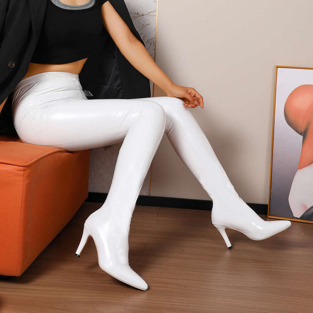 Women's Cover-Like High-Heel Pointed-Toe Solid Color Glossy Clear Toe Heel, Slip-On Mule Dresses, Pants Jumpsuits Comfortable Durable Rubber Sole