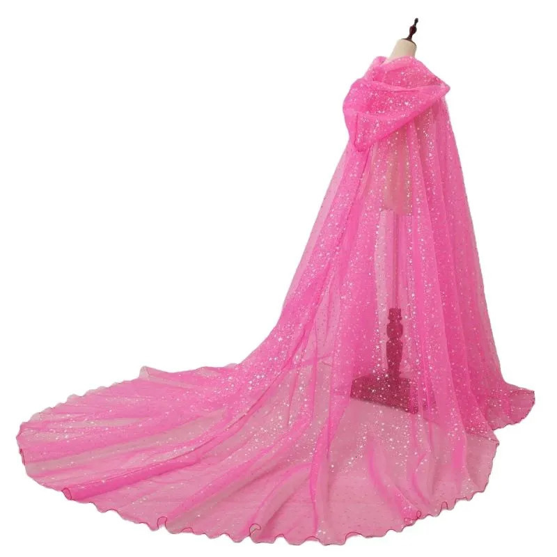 Stage Performance Costume Shiny Gold Foil Hooded Cape Halloween Cloak with Long TrainParty Holiday Decoration Coat 251016