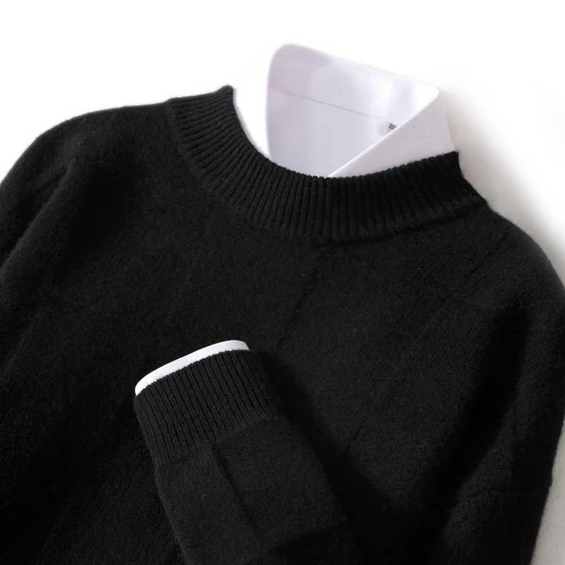 ADDONEE Men Cashmere Sweater Mock Neck Long Sleeve Pullover Smart Casual Clothes Autumn Winter 100 Merino Wool KnitwearXJ251022
