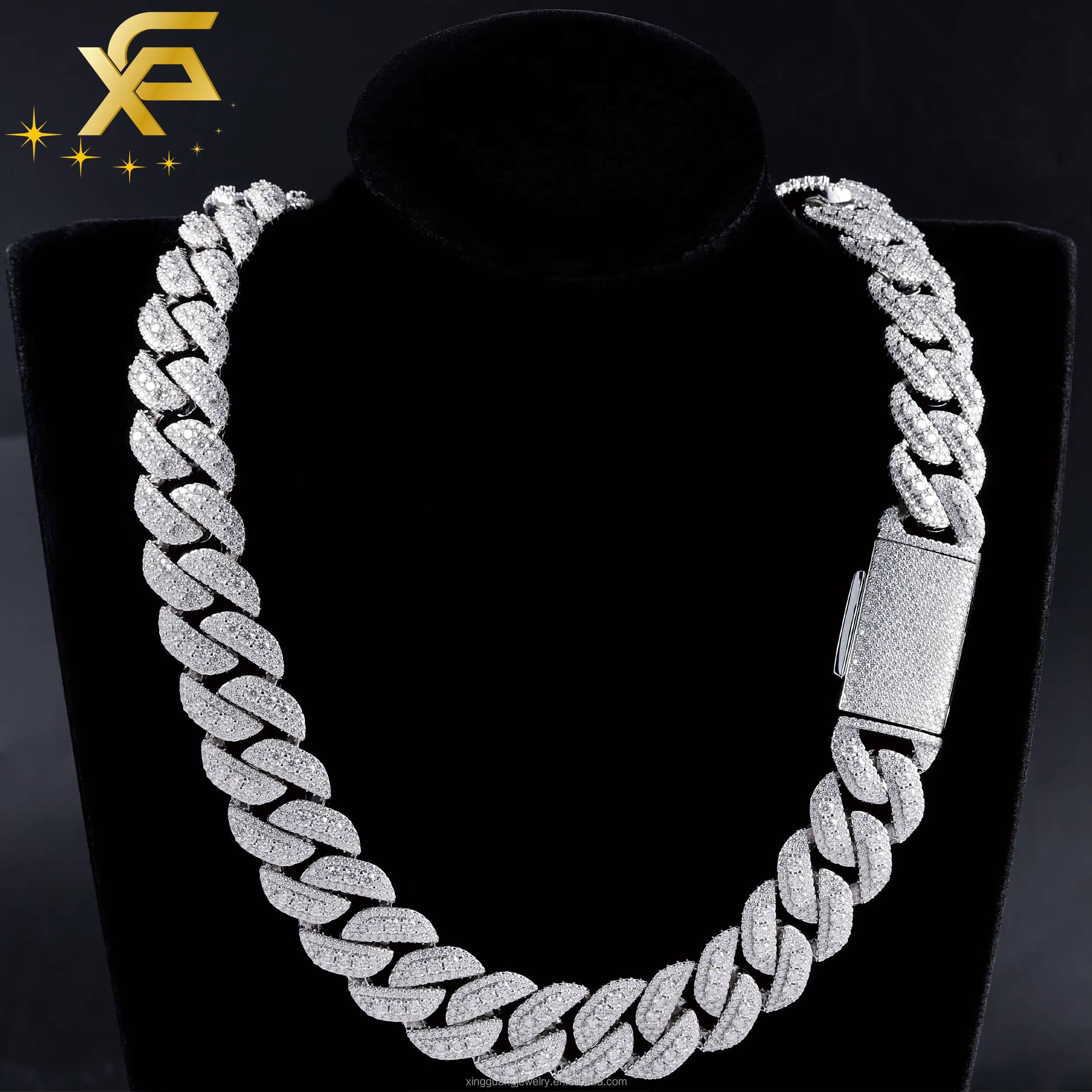 Heavy VVS Moissanite Cuban Chain 925 Silver Necklace for Men Iced Out Diamond Hip Hop Jewelry 18mm 20mm Cuban Lidynamic Chain