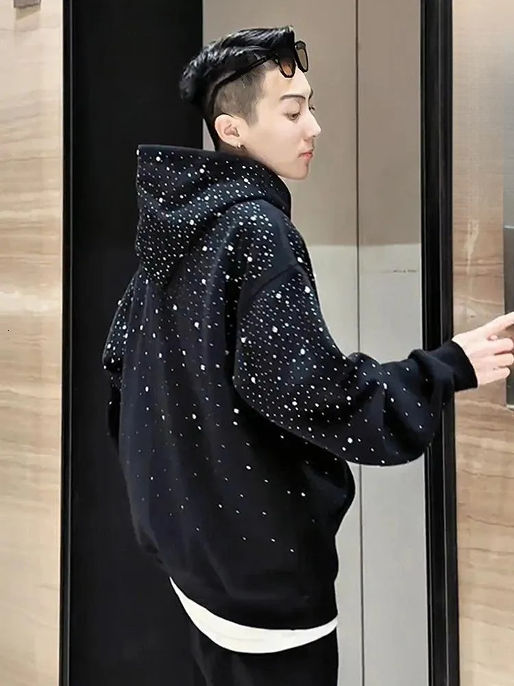 Men's Hoodies Heavy Du Street Sle Hoodie Designer Hoodie Jacket Tracksuit Men Polo Veste Coat With Oulder Pads For Men Sparkling Rhinestone Desig