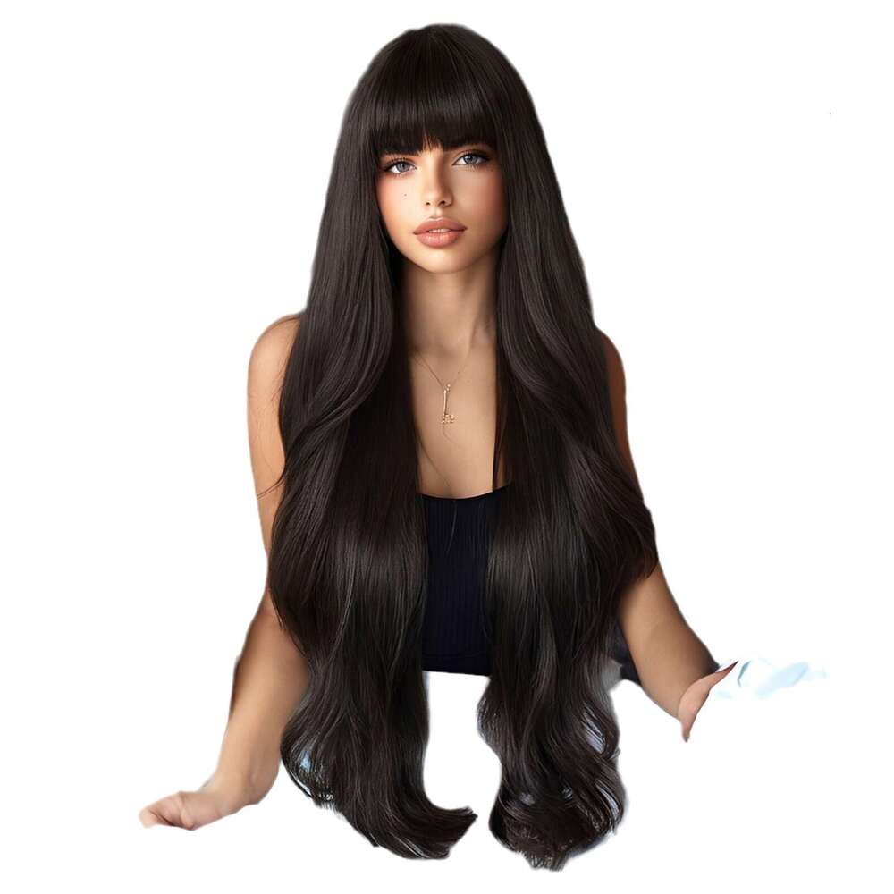 Yiwu Big Wave Bangs Long Curly Hair Platinum Gradient Realistic Atmosphere Synthetic Wig For Women