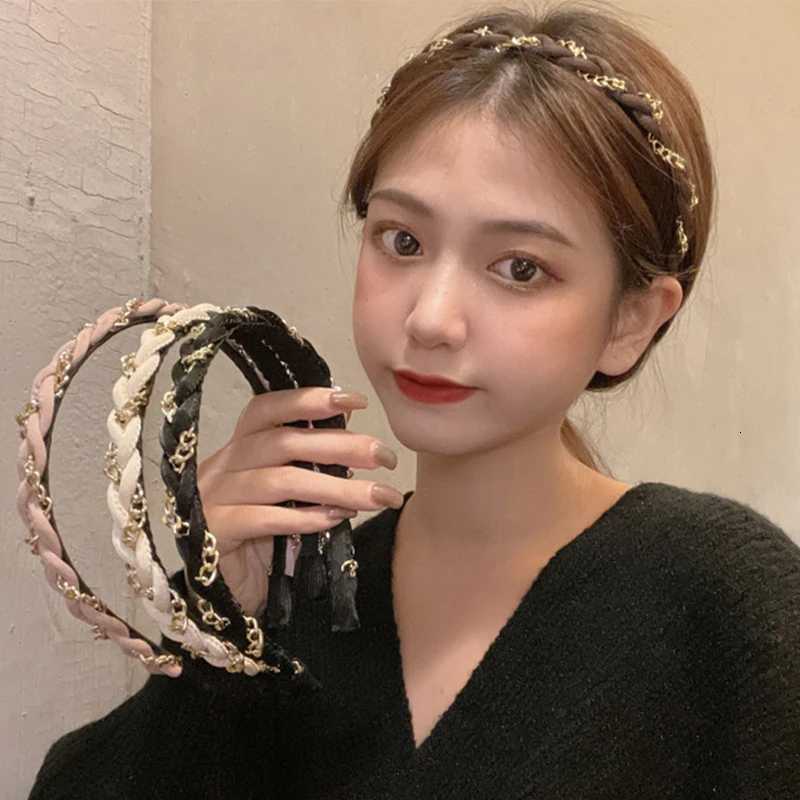 New Women Chain Hair Hoop Twined Exquisite Hairbands Lady Temperament Thin Edge Hair Decorate Headband Fashion Hair Accessories V251022