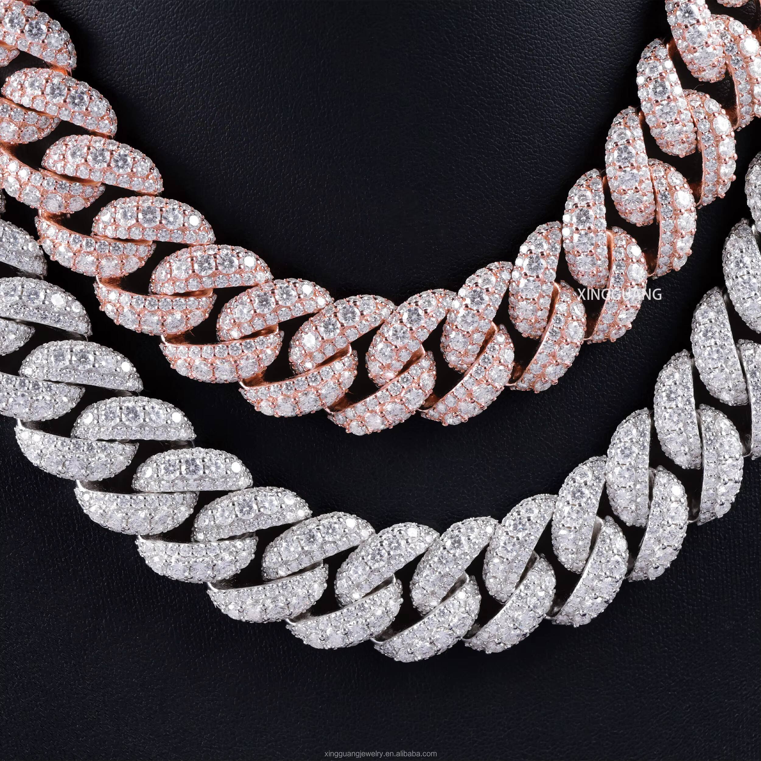 Pass Tester VVS Moissanite Cuban Chain 925 Silver Necklace For Men Iced out Diamond Hip Hop Jewelry 20mm 22mm Cuban Lidynamic Chain