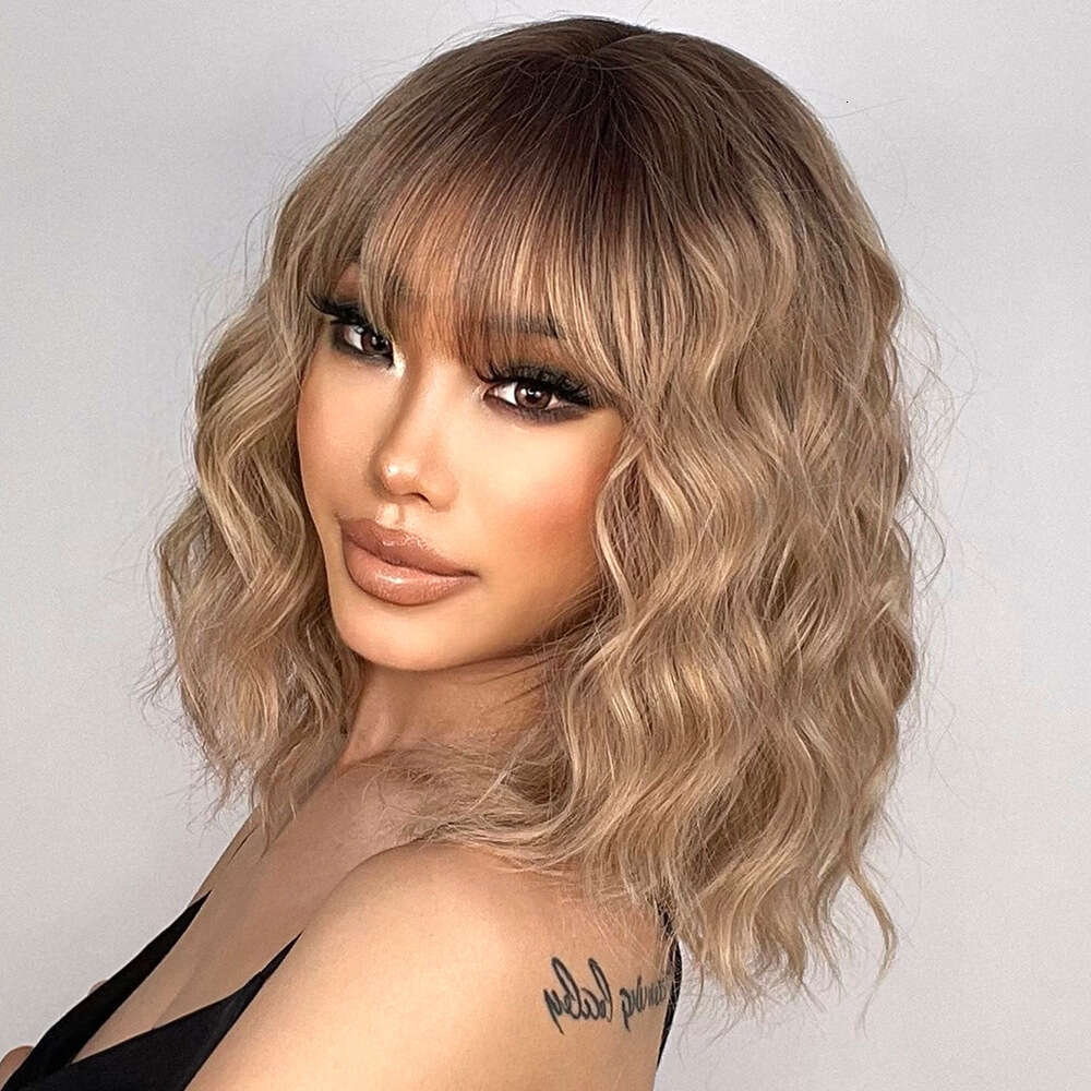 Water Ripple Black Gradient Gold Synthetic Full Wig Hot Sale