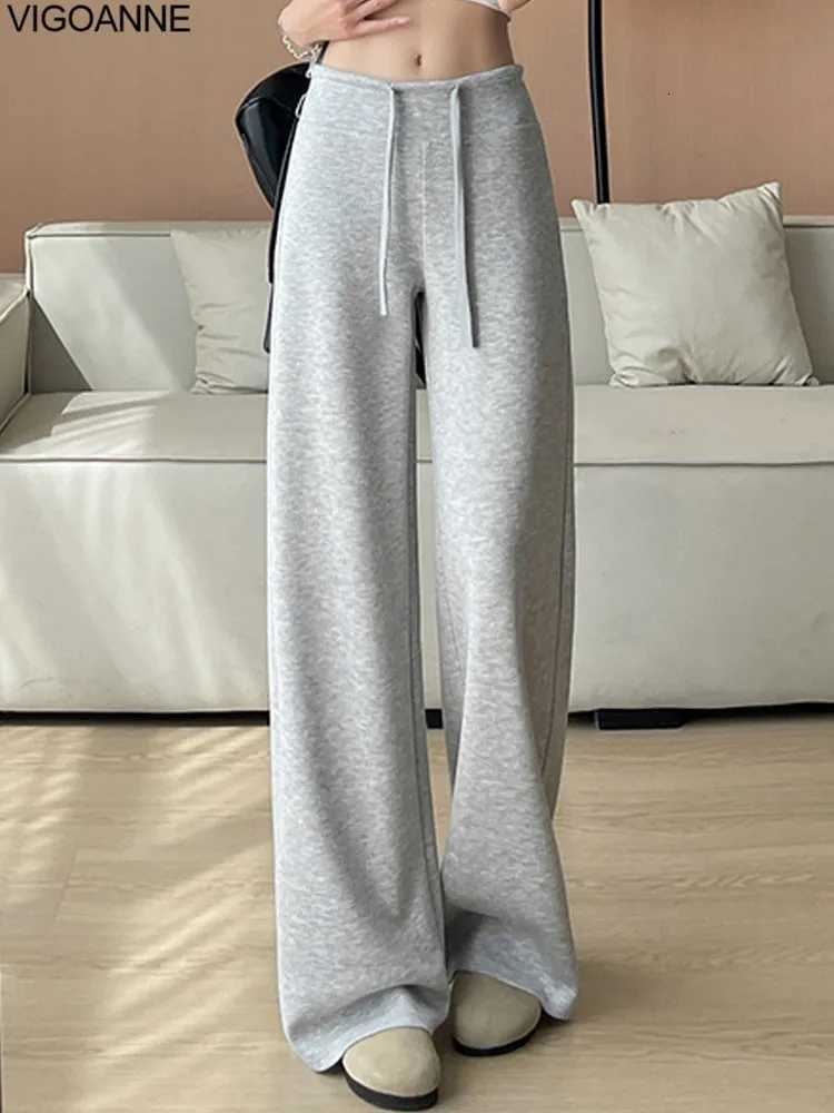 VigoAnne 2025 Female Casual High Waist Wide Leg Pants Autumn Women Gray Sport Loose Pants Ladies Gym Running Long Baggy TrousersT251022