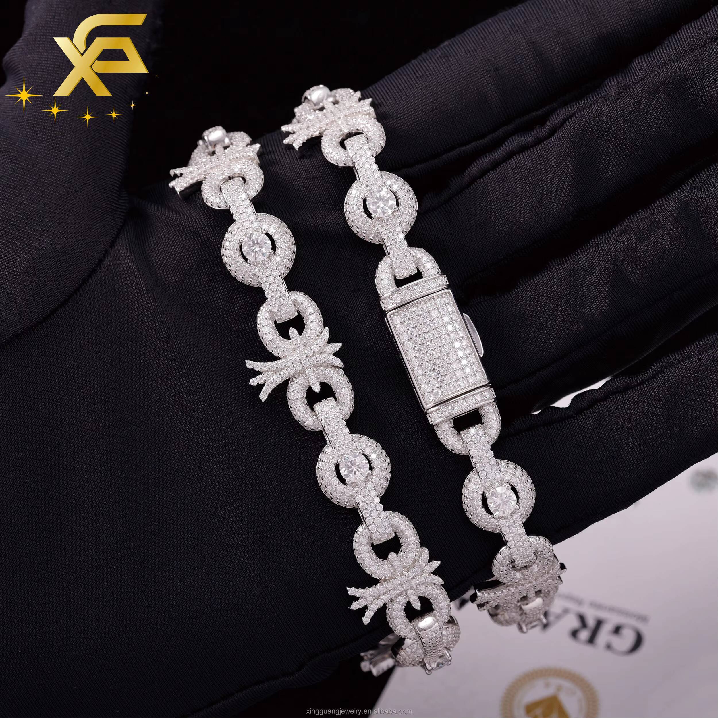 15mm Fashion Jewelry Cuban Cross Bracelet S925 Silver D Color VVS Moissanite Hiphop for Women Girl Moissanite Bracelet