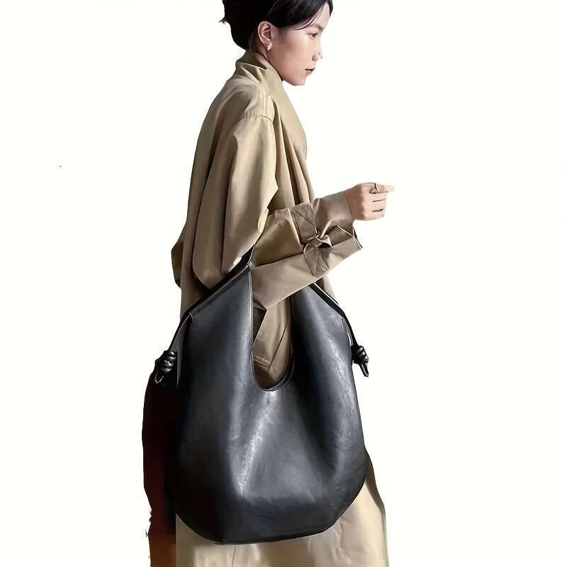 A 2025 Minimalist Style Handbag Women, Imitation Shoulder Bag With Snap Closure, Large Capacity, Suitable For Work And Leisure Use, Polyester Lining, 