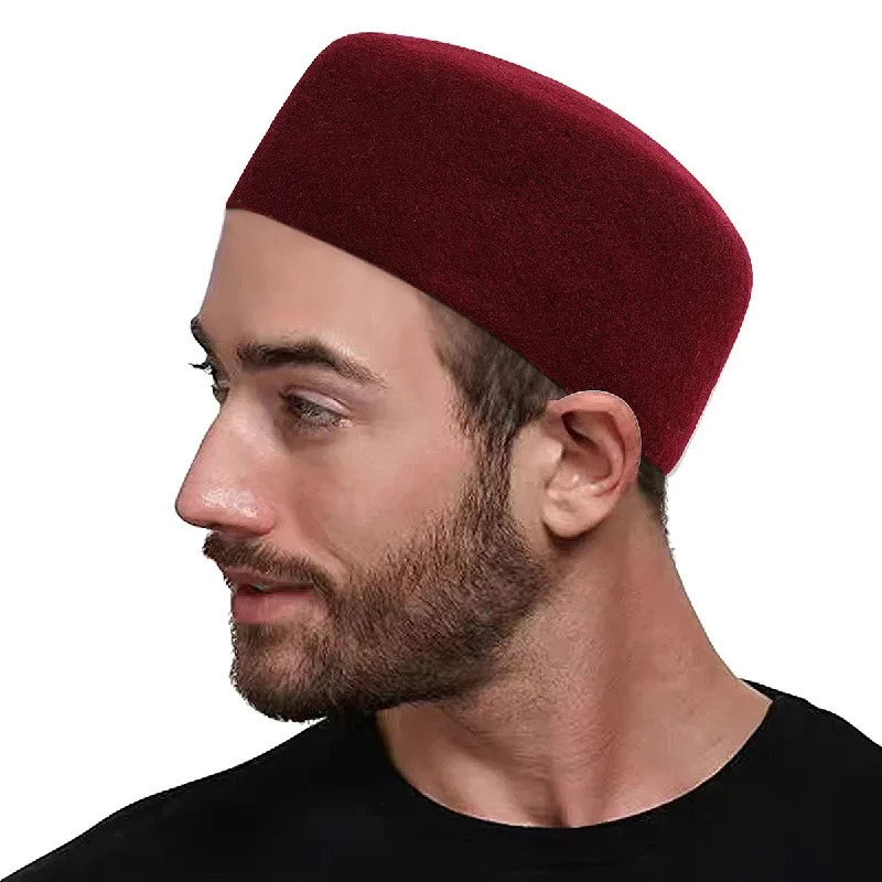 Muslim Hats for Men Red Black Berets Real Wool Elegant Headwear Islamic Hijabs Dancing Party Outdoor Prayer Caps African Hat251018
