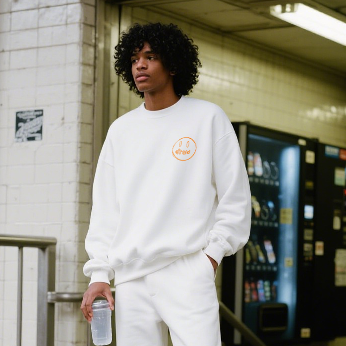 Drew House Smiley Face Embroidered Waffle Justin Bieber Sweatshirts